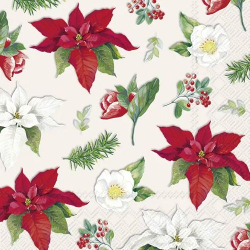 IHR Frokostserviet 3-lags 20stk - Christmas Florals Allover White