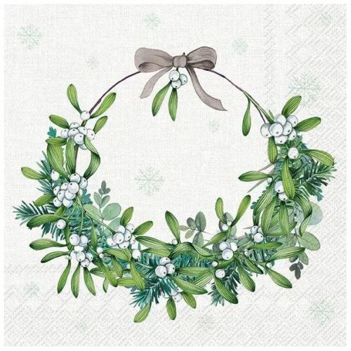 IHR Frokostserviet 3-lags 20stk - Mistletoe Wreath Cream