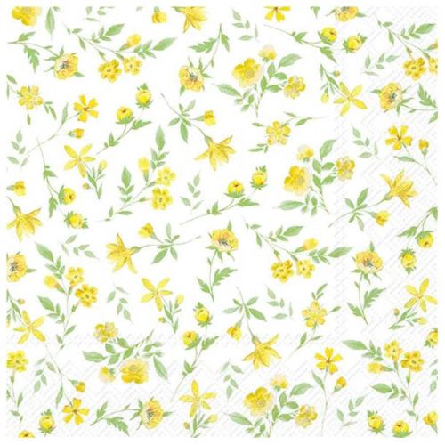Ihr Frokostserviet 3-lags 20stk - Happy Flowers Gul