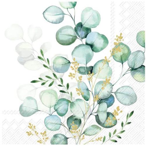 Ihr Frokostserviet 3-lags 20stk - Eucalyptus Bouquet Gold