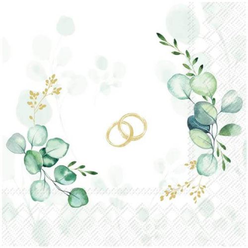 Ihr Frokostserviet 3-lags 20stk - Eucalyptus Rings Gold