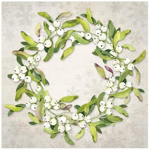 IHR Frokostserviet 3-lags 20stk - Mistletoe Wreath Light Grey