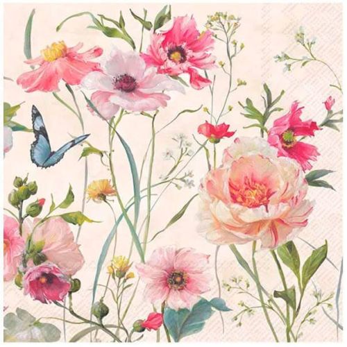 IHR Kaffeserviet 3-lags 20stk - Living wildflowers light rose