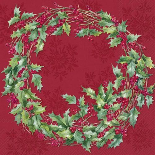 IHR Kaffeserviet 3-lags 20stk - Ilex Wreath Julekrans Rød