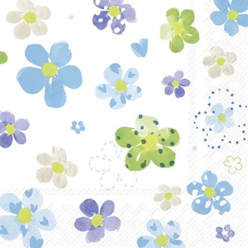 IHR Frokostserviet 3-lags 20stk - Joyful Flowers Light Blue