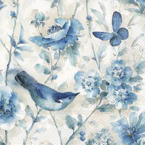 IHR 3-lags Frokostserviet 33x33cm 20stk - Lani Cream Blue