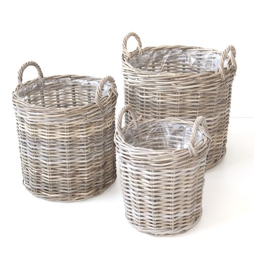 Plantekurv sæt Rattan 3stk - Rund