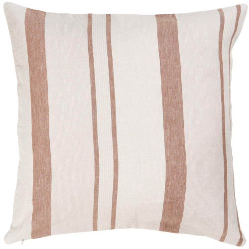 Pudebetræk 50x50cm natur m/brune striber
