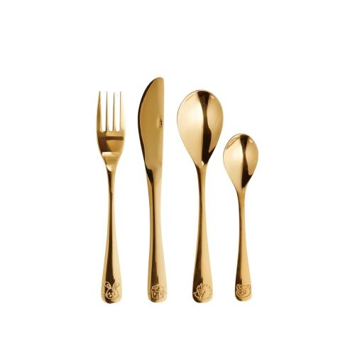 Aida Atelier Mini Børnebestik 4 Dele - Guld