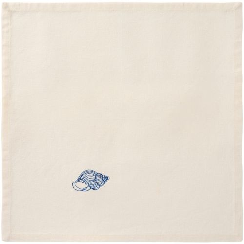 Ib Laursen Stofserviet Atlantis m/blå konkylie - Butter cream