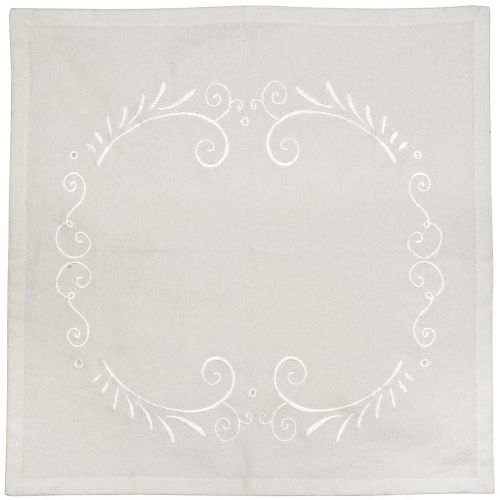 Stofserviet hvid m/broderi