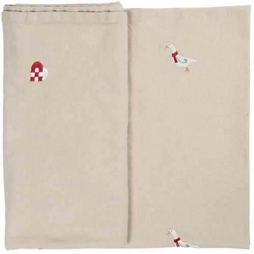 Dug Tradition kvadratisk m/broderede julemotiver hørfarvet