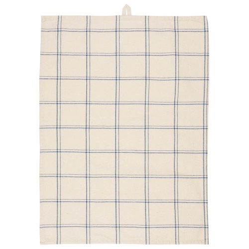 Viskestykke Ebbe natur m/mørkeblåt ternet mønster