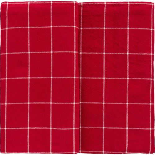 Ib Laursen Stofdug 150x250cm - Silja rød m/naturfarvede store tern