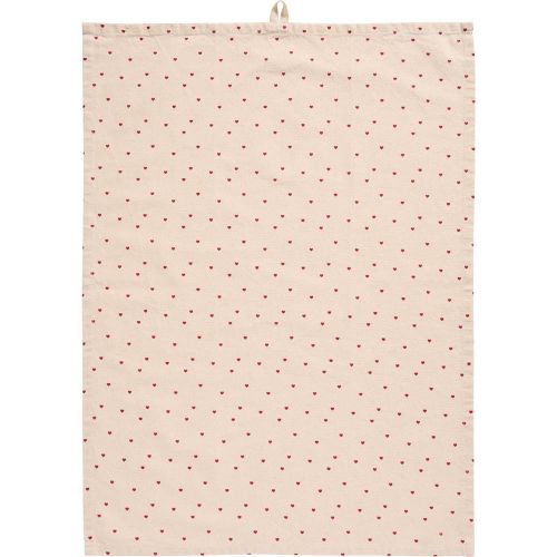 Viskestykke Valentin natur m/røde hjerter