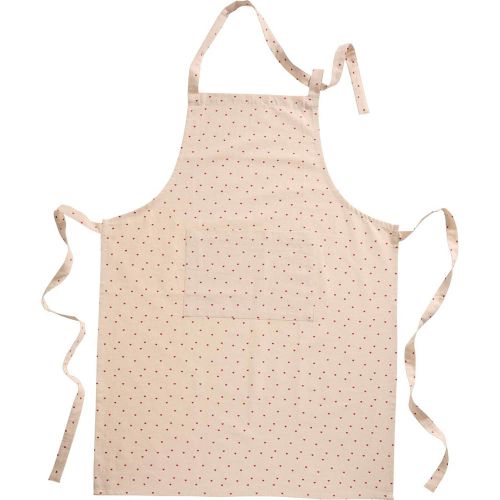 Forklæde Valentin natur m/røde hjerter