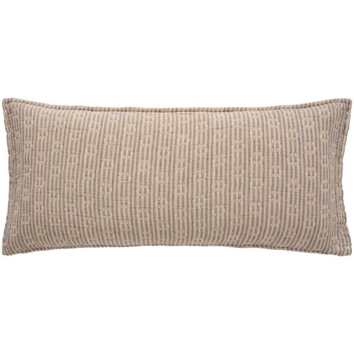Ib Laursen Pudebetræk 80x35cm Dobbeltvævet Natur/brun stribet m/kantha-stikninger