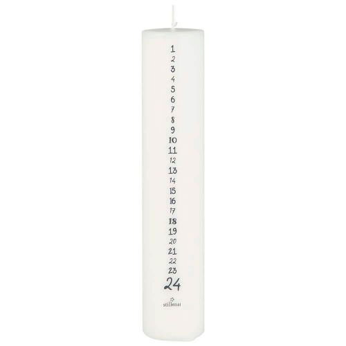 Kalenderlys 1-24 hvid m/mørkegrå tal