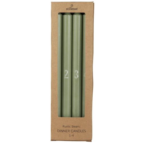 Adventlys svanemærket 1-4 m/4 kronelys præget tal støvgrøn stearin