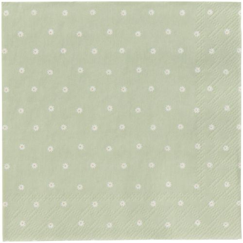 Ib Laursen Kaffeserviet 3-lags 20stk - Daisies lysegrøn m/små margueritter