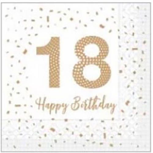 Sovie Frokostserviet 3-lags 20stk - Happy Birthday 18 år