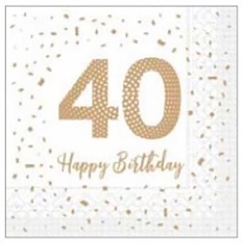 Sovie Frokostserviet 3-lags 20stk - Happy Birthday 40 år