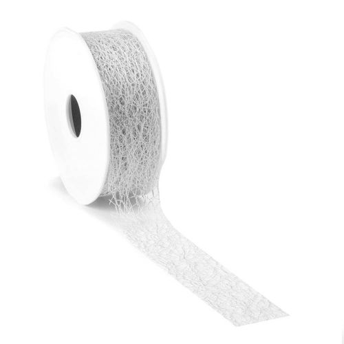Bånd Crispy 3cmx10m - Råhvid med Sølv Glans