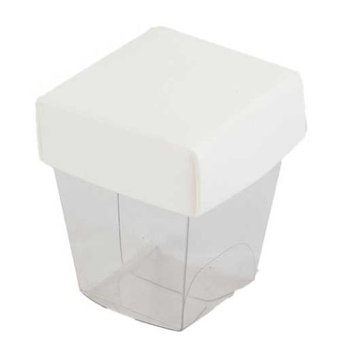 Æske klar med hvid låg 10 stk 