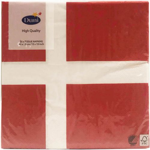 Duni serviet 33x33 3lags 20stk - Dansk Flag