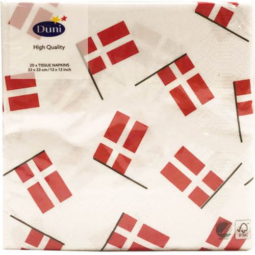 Duni serviet 33x33 3lags 20stk - Danske Flag