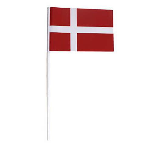 Flag på hvid plastpind 28x20cm - 10stk