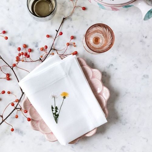 Langkilde & Søn Stofserviet Flora m. mælkebøtte