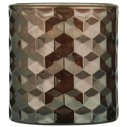 Fyrfadsstage glas Ø7cm - Mørkebrun