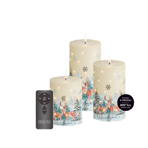 Deluxe LED Giftbox 3lys - Vinter print