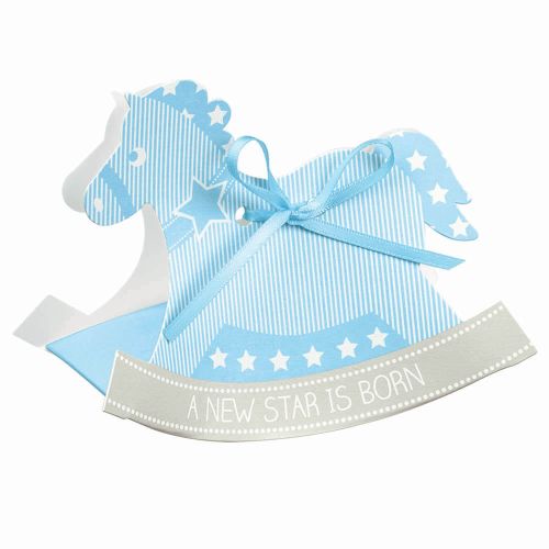 Æske Star Gyngehest Blå 12x9cm 10stk