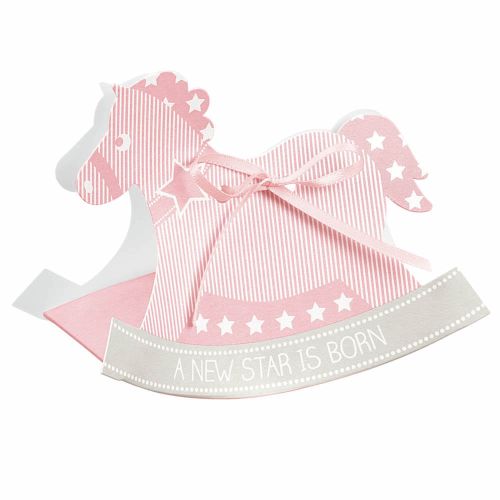 Æske Star Gyngehest Rosa 12x9cm 10stk