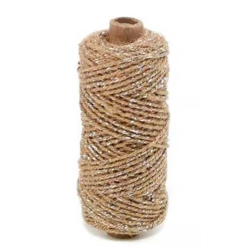 Snor flaxcord natur/Sølv 50m