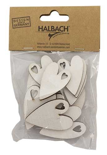 Træhjerte 12stk hvid