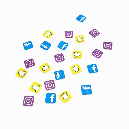 Sociale Medier Ikoner Bordpynt Flad Træ - 24stk