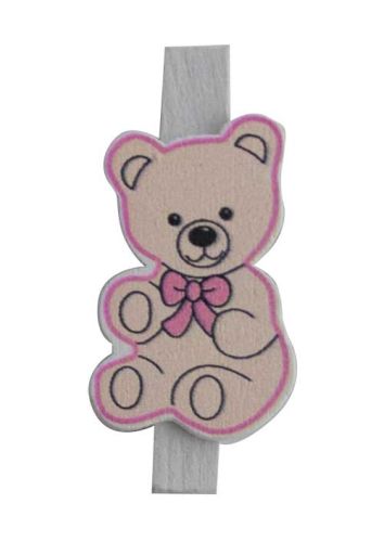 Bamse på klemme - 8 stk - Lyserød