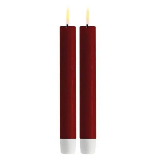 Deluxe LED Kronelys 15cm 2stk - Bordeaux