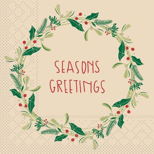 Mank 3-lags Serviet 24x24cm 150stk - Isabell Season s greeting