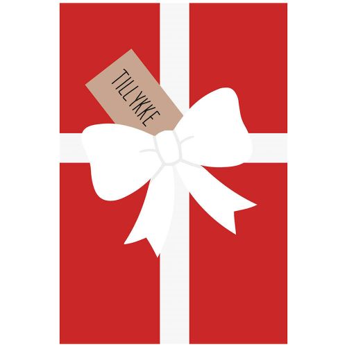 A7 Kort - Tillykkekort i rødt og hvidt