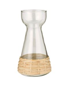 Hyacintvase konisk mundblæst m/rattanflet