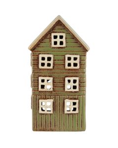 Hus t/fyrfadslys Thorshavn rød dør på siden