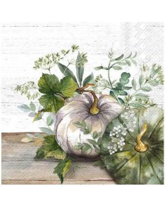 Ihr Frokostserviet 3-lags 20stk - Green And White Pumpkin Cream