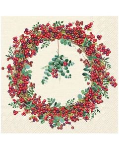 IHR Frokostserviet 3-lags 20stk - Berry Wreath Cream