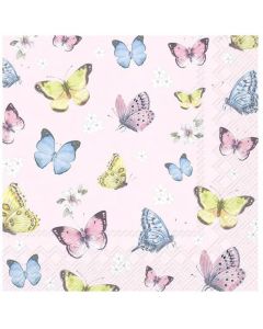 Ihr Frokostserviet 3-lags 20stk - Romantic Butterflies Rose