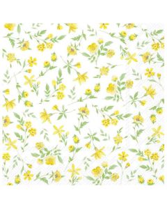 Ihr Frokostserviet 3-lags 20stk - Happy Flowers Gul
