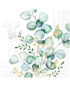 Ihr Frokostserviet 3-lags 20stk - Eucalyptus Bouquet Gold